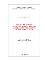 ảnh hưởng bổ sung premix vitamin và khoáng lên khả năng sinh trưởng heo 28 – 56 ngày tuổi