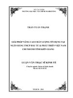 giải pháp nâng cao chất lượng tín dụng tại ngân hàng tmcp đầu tư  phát triển việt nam chi nhánh tỉnh kiên giang 