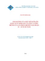 ảnh hưởng của mật độ nuôi lên năng suất sinh sản và chất lượng trứng của gà hisex brown giai đoạn 19 – 28 tuần tuổi