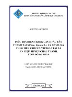 điều tra hiện trạng canh tác cây chanh tàu (citrus limonia l ) và đánh giá theo tiêu chí của vietgap tại xã an hiệp, huyện châu thành, tỉnh đồng tháp 