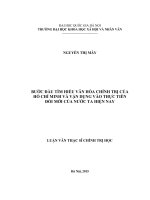 Bước đầu tìm hiều văn hóa chính trị của hồ chí minh và vận dụng vào thực tiễn đổi mới của nước ta hiện nay 