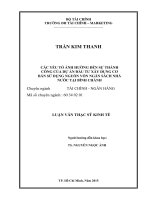 các yếu tố ảnh hưởng đến sự thành công của dự án đầu tư xây dụng cơ bản sử dụng nguồn vốn ngân sách nhà nước tại bình chánh 