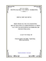 phân tích các yếu tố ảnh hưởng đến sự hài lòng của khách hàng cá nhân vay vốn tại ngân hàng sacombank chi nhánh vĩnh long 