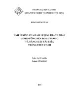 ảnh hưởng của hàm lượng thành phần dinh dưỡng đến sinh trưởng và năng suất cải thìa trồng thủy canh 