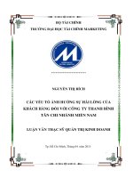các yếu tố ảnh hưởng sự hài lòng của khách hàng đối với công ty thanh bình tân chi nhánh miền nam 