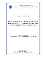 khảo nghiệm cơ bản bộ giống hoặc dòng lúa chống chịu mặn tại huyện tân trụ tỉnh long an vụ đông xuân năm 2013 đến 2014 
