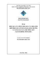 hiệu quả của phân ureahua và ureaneb trên hiệu quả sử dụng đạm, sinh trưởng và năng suất lúa thu đông 2013 tại tam bình, vĩnh long