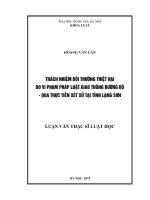 Trách nhiệm bồi thường thiệt hại do vi phạm pháp luật giao thông đường bộ   qua thực tiễn xét xử tại tỉnh lạng sơn 