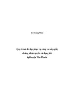 Quy trình đo đạc phục vụ công tác cấp giấy chứng nhận quyền sử dụng đất tại huyện tân phước, tiền giang 