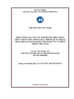 phân tích các yếu tố ảnh hưởng đến nhận thức nhân viên trong quá trình quản trị sự thay đổi tại ngân hàng tmcp đầu tư và phát triển việt nam 