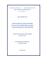 đánh giá hiệu quả kinh tế mô hình sản xuất nông nghiệp trên đất trũng tại huyện nho quan, tỉnh ninh bình