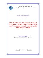 ảnh hưởng của bổ sung chế phẩm plastin và mượt lông vào sự tăng trưởng chim cút từ 11 ngày tuổi đến 39 ngày tuổi
