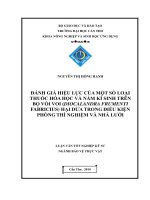 đánh giá hiệu lực của một số loại thuốc hóa học và nấm kí sinh trên bọ või voi (diocalandra frumenti fabricius) hại dừa trong điều kiện phõng thí nghiệm và nhà lưới 