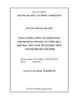 tăng cường công tác kiểm soát, thanh toán vốn đầu tư công qua kho bạc nhà nước huyện hóc môn thành phố hồ chí minh 