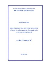 khảo sát hàm lượng kháng thể newcastle của đàn gà nuôi tại trung tâm nghiên cứu và huấn luyện chăn nuôi