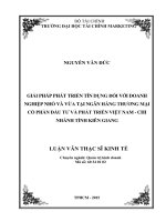 giải pháp phát triển tín dụng đối với doanh nghiệp nhỏ và vừa tại ngân hàng thương mại cổ phần đầu tư và phát triển việt nam, chi nhánh tỉnh kiên giang 