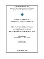 hiện trạng khai thác, sử dụng tài nguyên nước dưới đất tại huyện tháp mười, tỉnh đồng tháp