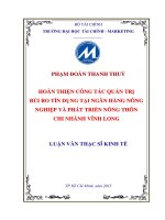 hoàn thiện công tác quản trị rủi ro tín dụng tại ngân hàng nông nghiệp và phát triển nông thôn chi nhánh vĩnh long 