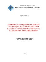 ảnh hưởng của việc bổ sung khoáng vi lượng (mn, zn) vào khẩu phần lên năng suất và chất lượng trứng của gà đẻ thương phẩm hisex brown