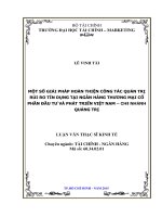 một số giải pháp hoàn thiện công tác quản trị rủi ro tín dụng tại ngân hàng thương mại cổ phần đầu tư và phát triển việt nam – chi nhánh quảng trị 