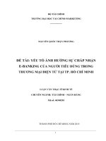 yếu tố ảnh hưởng sự chấp nhận e banking của người tiêu dùng trong thương mại điện tử tại tp  hồ chí minh 