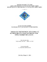 khảo sát thành phần, số lượng và sự phân bố của nấm tại trung tâm nông nghiệp mùa xuân