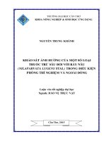 khảo sát ảnh hưởng của một số loại thuốc trừ sâu đối với rầy nâu (nilaparvata lugens stal) trong điều kiện phòng thí nghiệm và ngoài đồng 