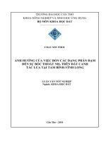 ảnh hưởng của việc bón các dạng phân đạm đến sự bốc thoát nh3 trên đất canh tác lúa tại tam bìnhvĩnh long