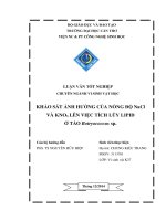 khảo sát ảnh hưởng của nồng độ nacl và kno3 lên việc tích lũy lipid ở tảo botryococcus sp.