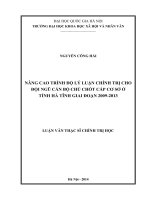 Nâng cao trình độ lý luận chính trị cho đội ngũ cán bộ chủ chốt cấp cơ sở ở hà tĩnh giai đoạn 2009 2013 