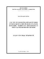 các yếu tố ảnh hưởng đến quyết định sử dụng dịch vụ thẻ tín dụng của ngân hàng hsbc, nghiên cứu khách hàng cá nhân tại thành phố hồ chí minh 