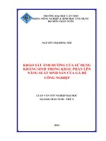 khảo sát ảnh hưởng của sử dụng kháng sinh trong khẩu phần lên năng suất sinh sản của gà đẻ công nghiệp