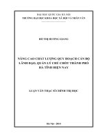 Nâng cao chất lượng quy hoạch cán bộ lãnh đạo, quản lý chủ chốt thành phố hà tĩnh hiện nay 