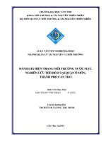 đánh giá hiện trạng môi trường nước mặt. nghiên cứu thí điểm tại quận ô môn, thành phố cần thơ