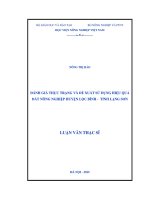đánh giá thực trạng và đề xuất sử dụng hiệu quả đất nông nghiệp huyện lộc bình  tỉnh lạng sơn
