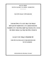 ảnh hưởng của giá trị cảm nhận đến quyết định mua của khách hàng, nghiên cứu trường hợp mặt hàng sữa tươi th true milk tại thị trường hồ chí minh