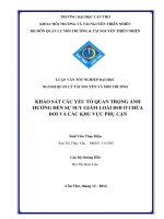 khảo sát các yếu tố quan trọng ảnh hưởng đến sự suy giảm loài dơi ở chùa dơi và các khu vực phụ cận