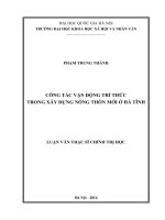 Công tác vận động trí thức trong xây dựng nông thôn mới ở hà tĩnh