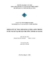 khảo sát sự thay đổi hàm lượng asen trong nước ngầm tại huyện tri tôn, tỉnnh an giang