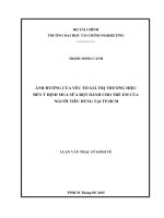 ảnh hưởng của yếu tố giá trị thương hiệu đến ý định mua sữa bột dành cho trẻ em của người tiêu dùng tại tp hcm 