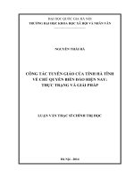 Công tác tuyên giáo của tỉnh hà tĩnh về chủ quyền biển đảo hiện nay thực trạng và giải pháp 