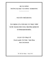 tác động của vốn đầu tư trực tiếp nước ngoài tới tăng trưởng kinh tế ở tỉnh khánh hòa 
