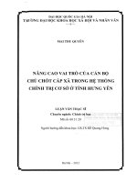 Nâng cao vai trò của cán bộ chủ chốt cấp xã trong hệ thống chính trị cơ sở ở tỉnh hưng yên