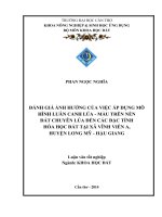 đánh giá ảnh hưởng của việc áp dụng mô hình luân canh lúa   màu trên nền đất chuyên lúa đến các đặc tính hóa học đất tại xã vĩnh viễn a, huyện long mỹ   hậu giang 
