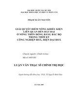 Giải quyết điểm nóng khiếu kiện liên quan đến đất đai ở nông thôn đồng bằng bắc bộ trong thời kỳ công nghiệp hóa, hiện đại hóa 