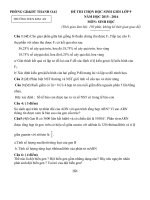 Đề thi và đáp án môn sinh học lớp 9 tham khảo bồi dưỡng 2015 (23) 