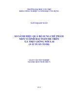 so sánh hiệu quả bổ sung chế phẩm men vi sinh bactozyme trên gà thịt giống nòi lai (512 tuần tuổi)