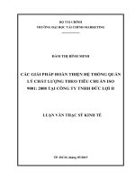 các giải pháp hoàn thiện hệ thống quản lý chất lượng theo tiêu chuẩn iso 9001 2008 tại công ty tnhh đức lợi ii 