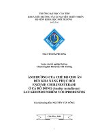 ảnh hưởng của chế độ cho ăn đến khả năng phục hồi enzyme cholinesterase ở cá rô đồng (anabas testudineus) sau khi phơi nhiễm với iprobenfos