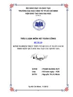 KINH NGHIỆM THỰC TIỂN VỀ QUẢN LÝ NGÂN SÁCH THEO KẾT QUẢ ĐẦU RA TẠI CÁC QUỐC GIA